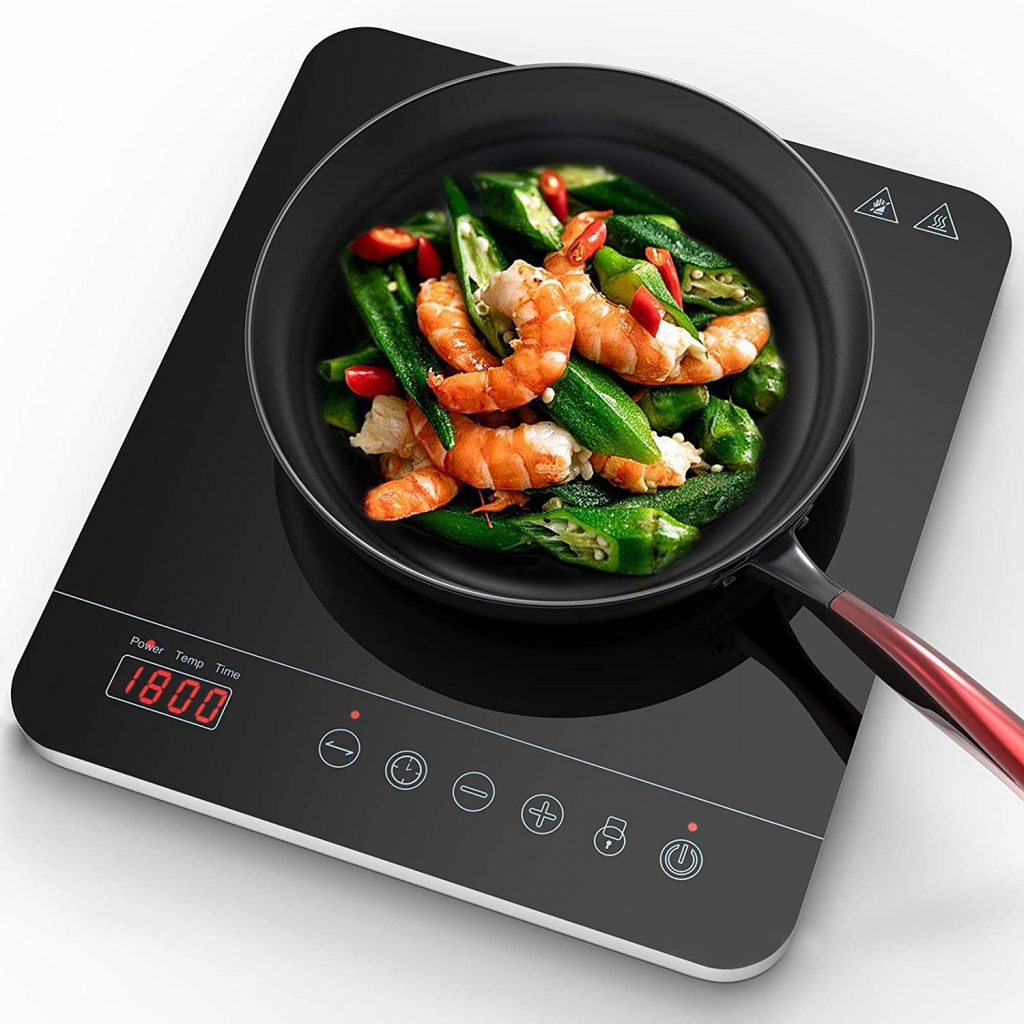 Aobosi induction cooker cooking a stirfry meal. 