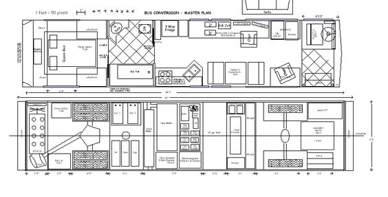 Skoolie floorplans from Green Moxie. 