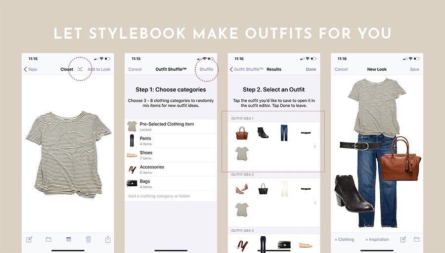 Stylebook screenshot to do capsule wardrobe planning digitally. 